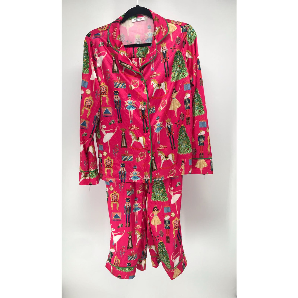 Women’s Pink Holiday Nutcracker Print Pajama Set